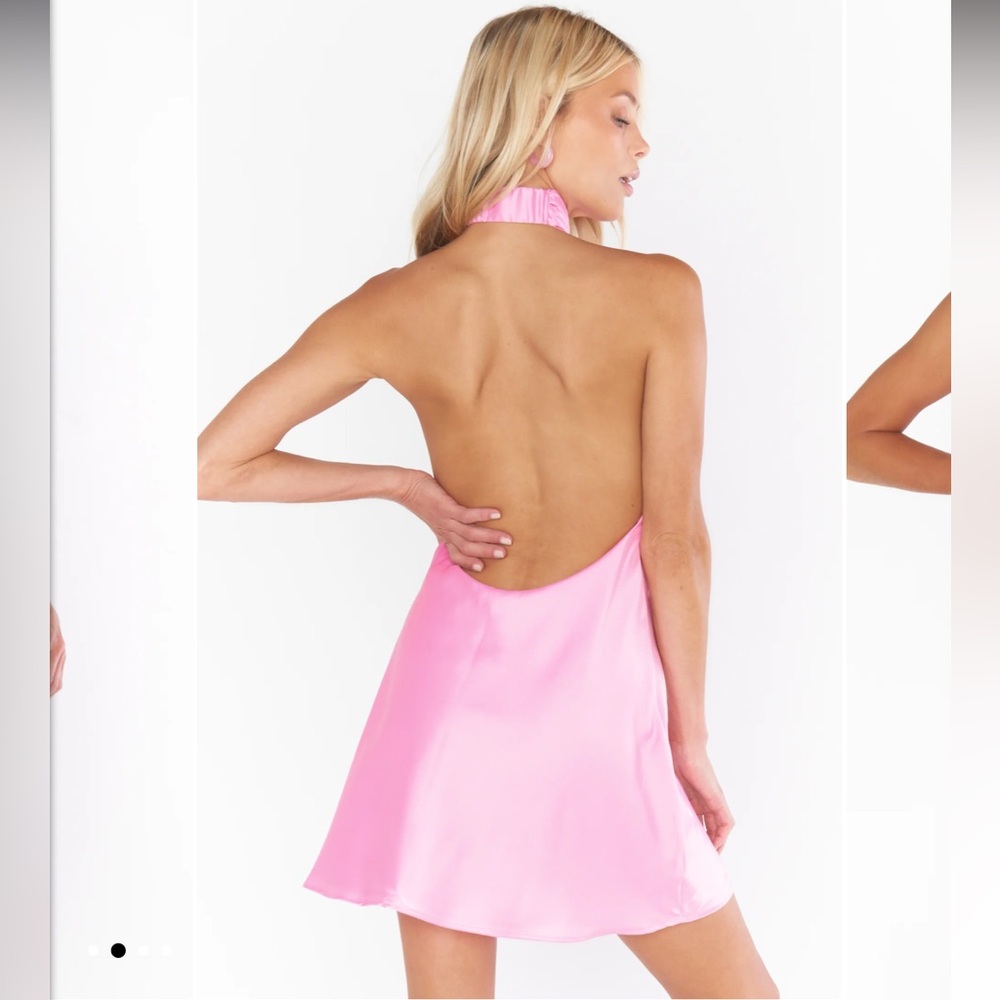 Show Me Your Mumu Jasmine Halter Mini Dress in Pink Luxe Satin size Large - Picture 4 of 8